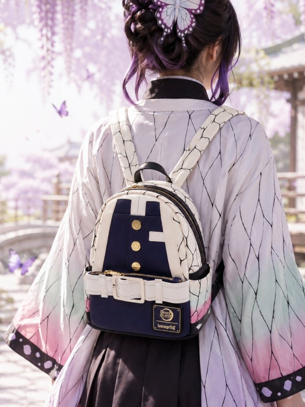 NEW ❤️ Loungefly Demon Slayer Shinobu Kocho Cosplay Mini Backpack